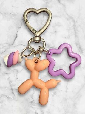 Purple & Peach Kids Balloon Dog Keychain Charm